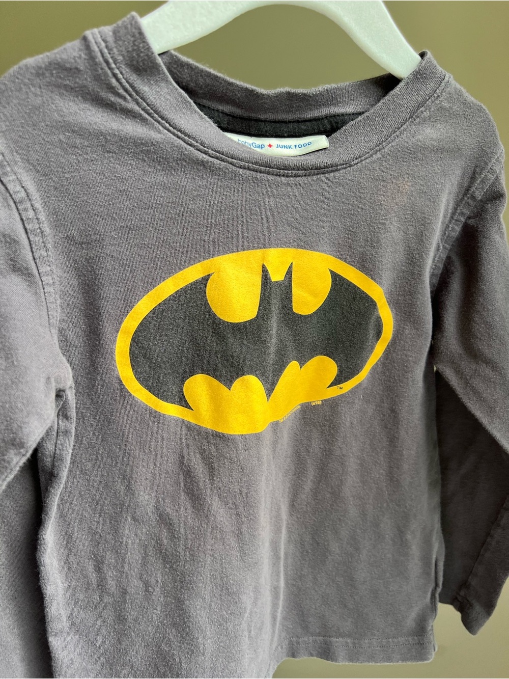 Baby GAP & JUNK FOOD collab Batman Logo Kids Tee - Gray with Yellow 4T